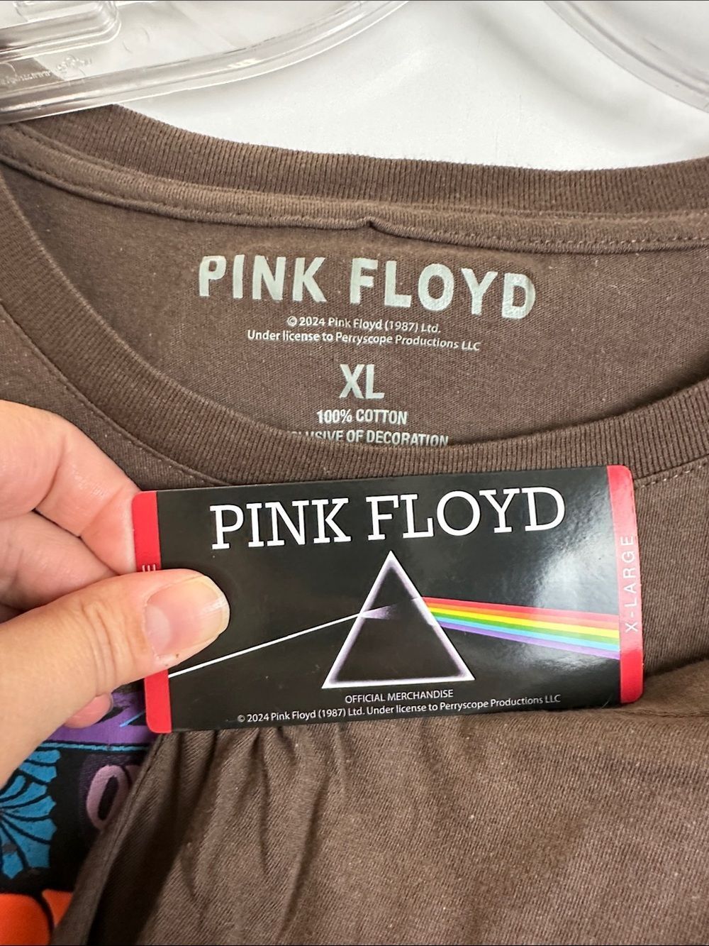 Pink Floyd Brown Tee with Multicolor Psychedelic Poster Print - Picture 2 of 6